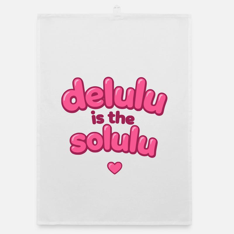 Delulu Pink Bubble Text Organic Geschirrtuch