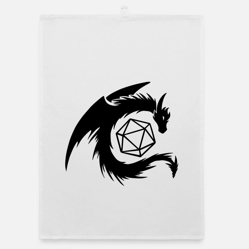 Dragon with D20 Dice Organic dish towel