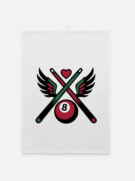 Billard Queue Acht Logo - Organic Geschirrtuch - Weiß - Vorne