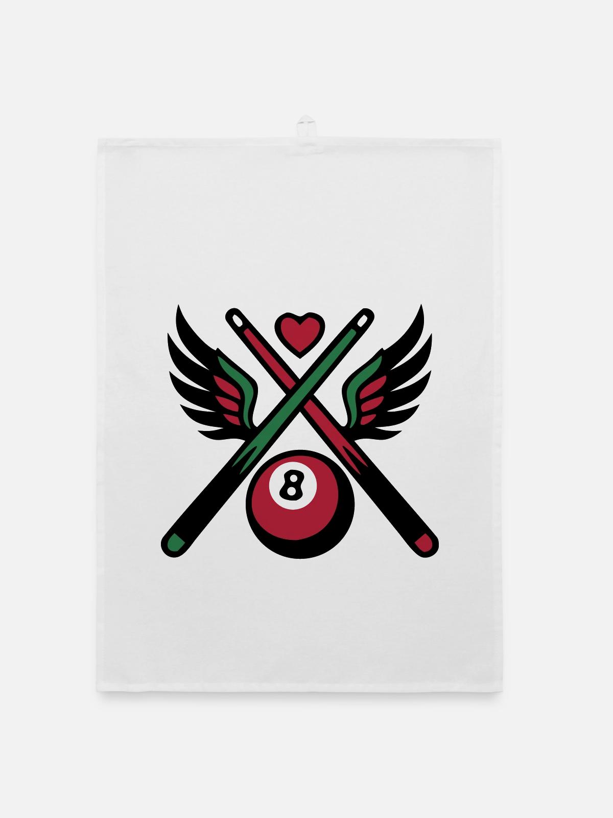 Billard Queue Acht Logo - Organic Geschirrtuch - Weiß - Vorne