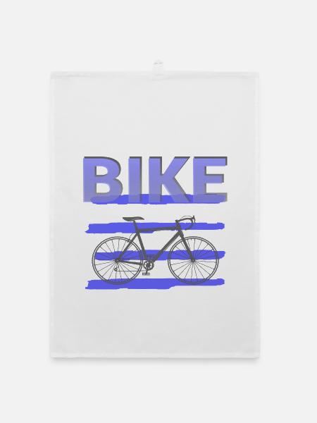 Fette Fahrradgrafik mit lila Streifen - Organic Geschirrtuch - Weiß
