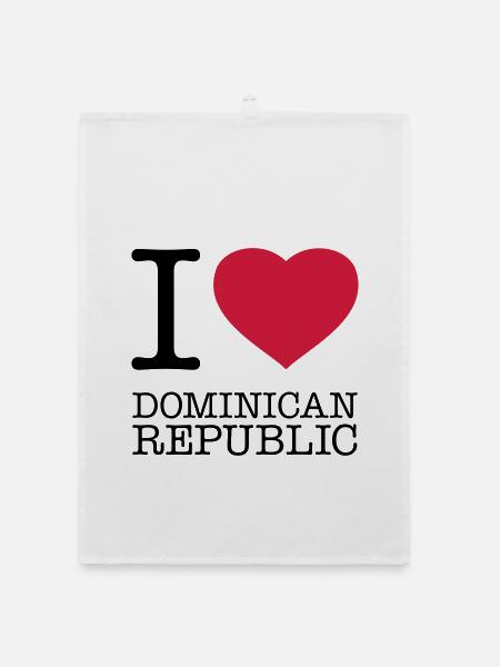 I LOVE DOMINICAN REPUBLIC Dominikanische Republik - Organic Geschirrtuch - Weiß - Vorne