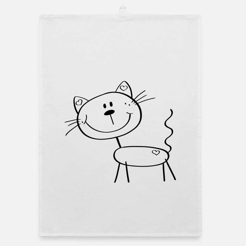 Lustige Strichmännchen Katze - Comic - Katzen Organic Geschirrtuch