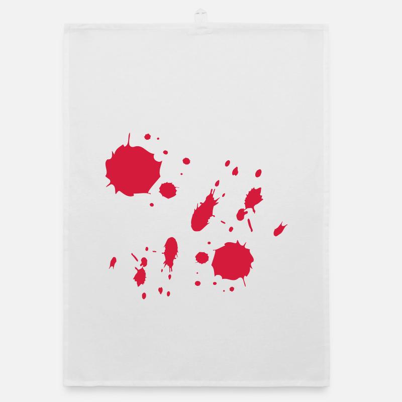 Red Paint Splashes Abstract Pattern - Organic dish towel - white