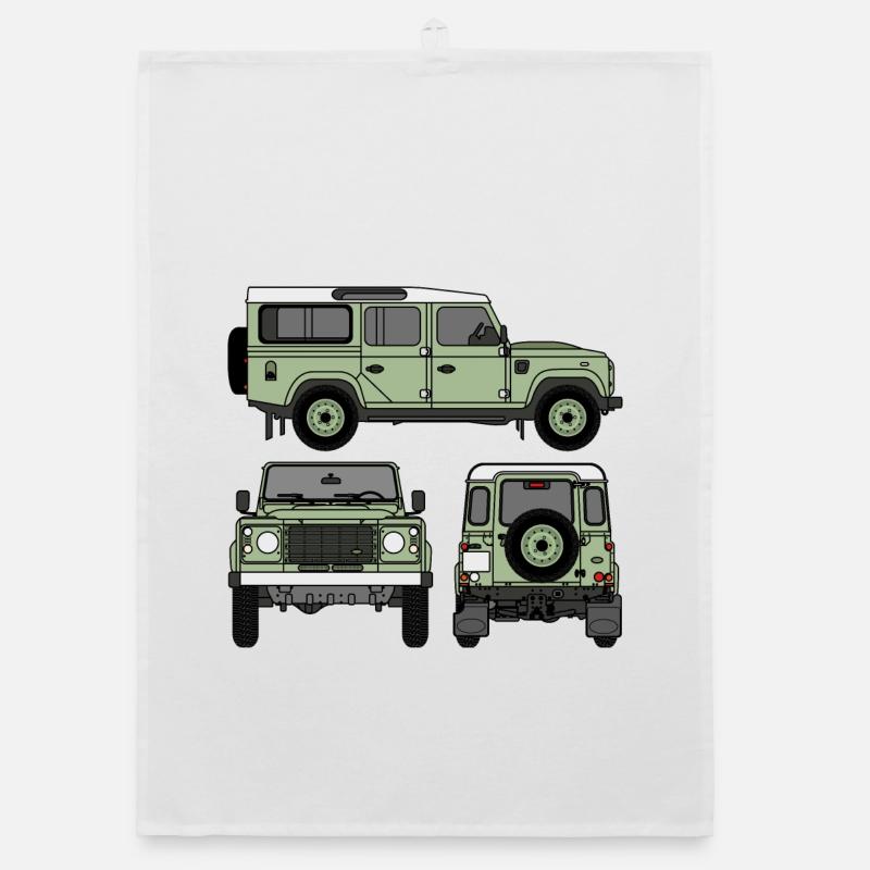 Defender 110 - Seiten - Organic Geschirrtuch - Weiß