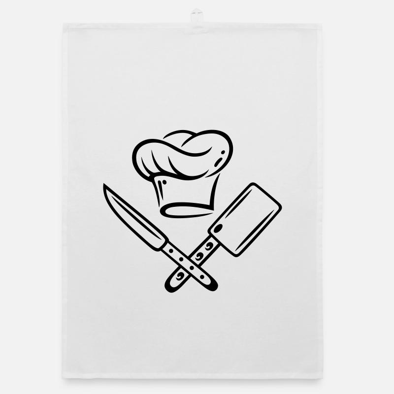 Cooking hat with knives. Organic dish towel