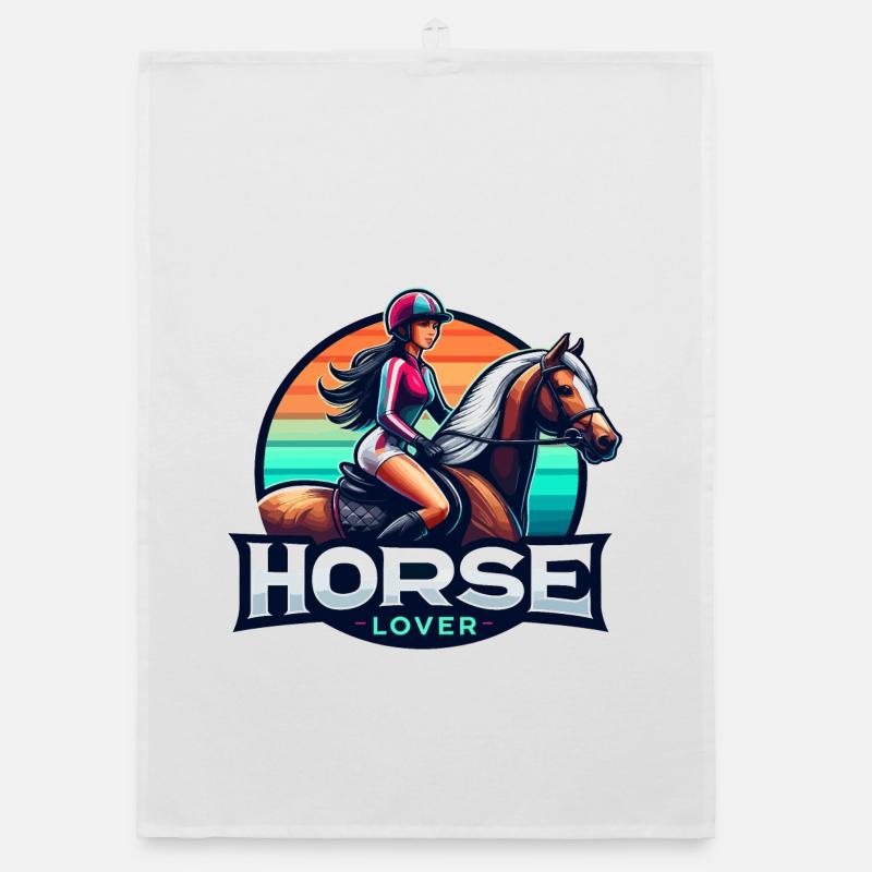 Illustration de cavalier équestre vibrant Torchon bio