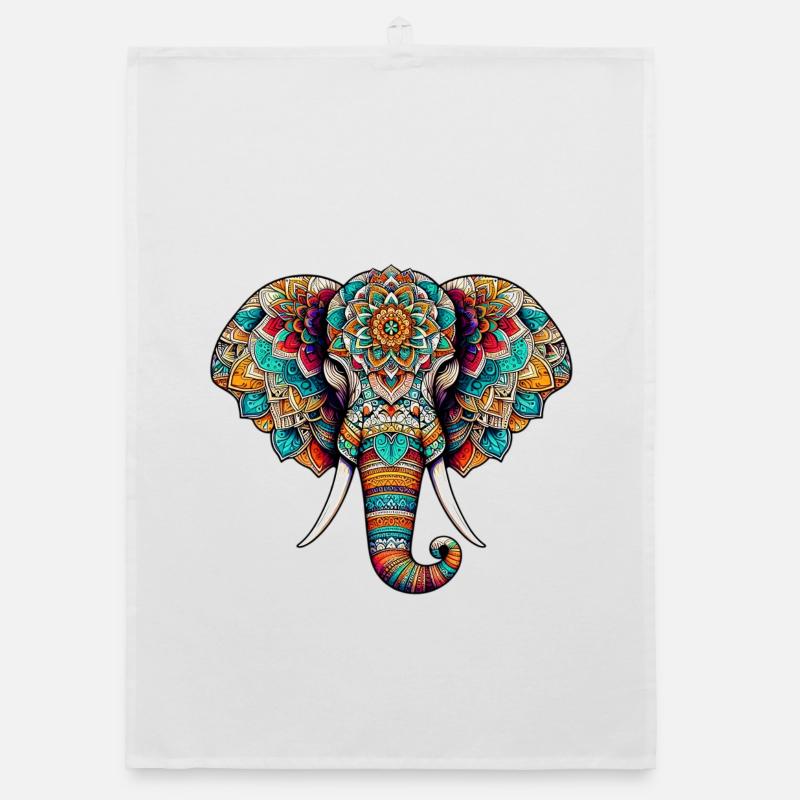 Elefant - Organic Geschirrtuch - Weiß