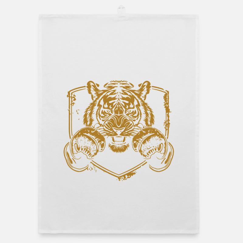 Kriegerischer Tiger mit Schild Organic Geschirrtuch