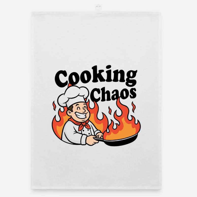 Flammender Küchenchef Cartoon Organic Geschirrtuch