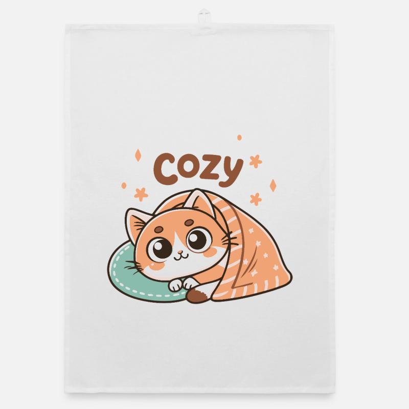 Chat Douillet Sous Couverture Torchon bio