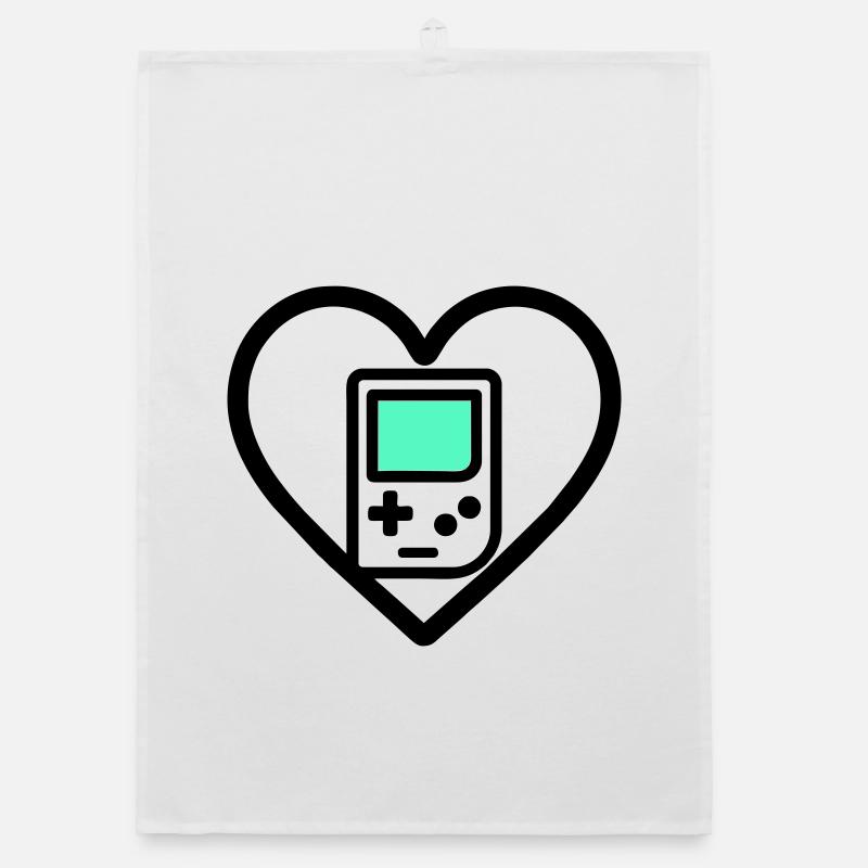 Retro Heart – Retro Handheld Console Organic dish towel