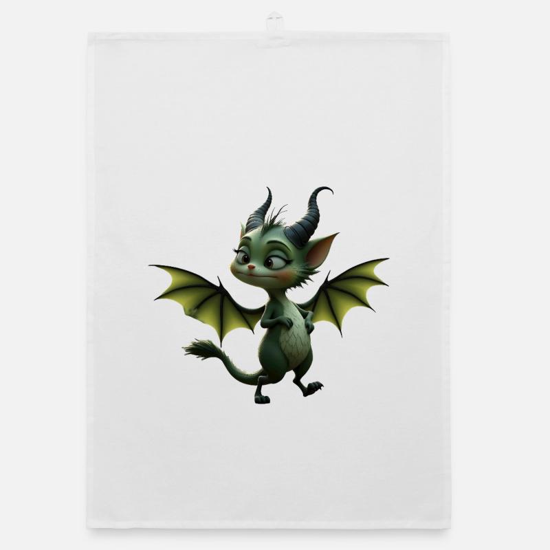 Winged Green Dragon Organic dish towel