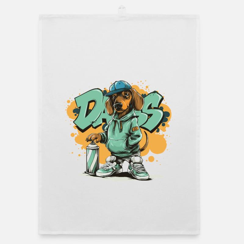 Chien graffiti avec sweat à capuche Torchon bio