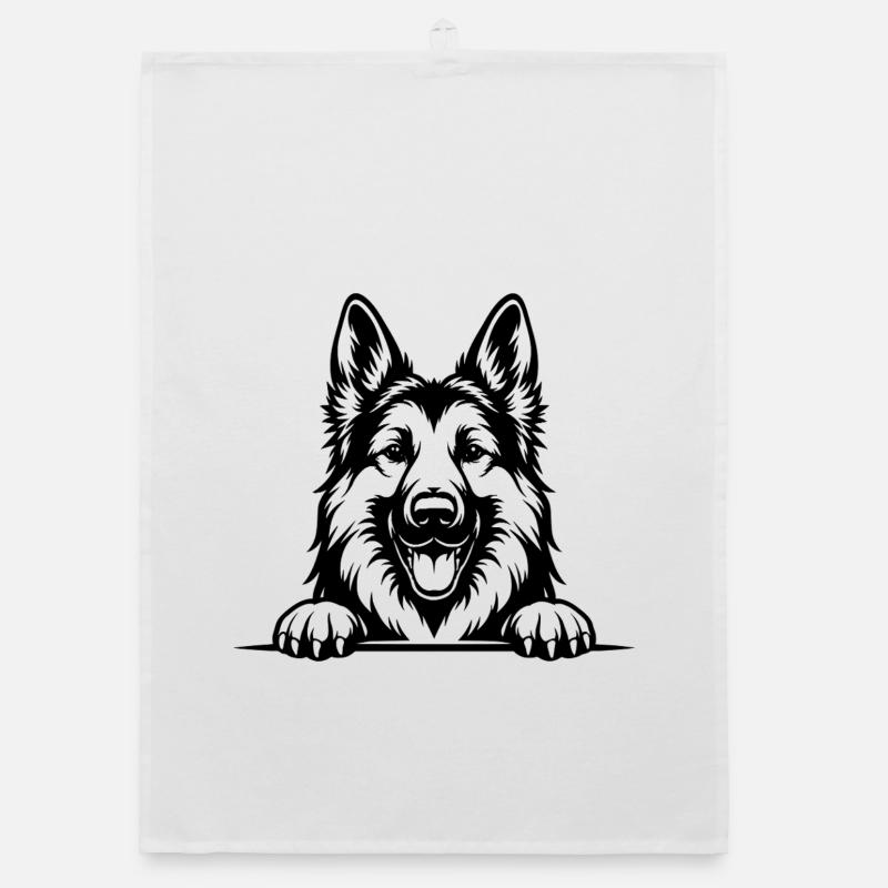German Shepherd Portrait with Paws Organic dish towel