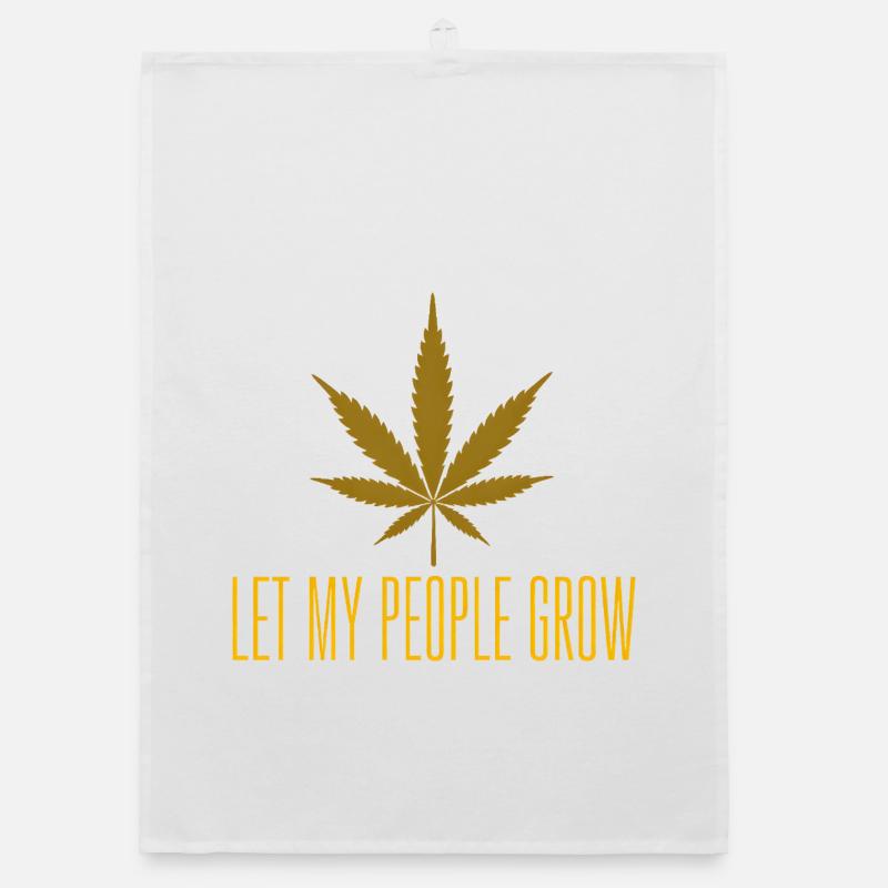 Feuille de cannabis dorée laisse mon peuple pousser Torchon bio