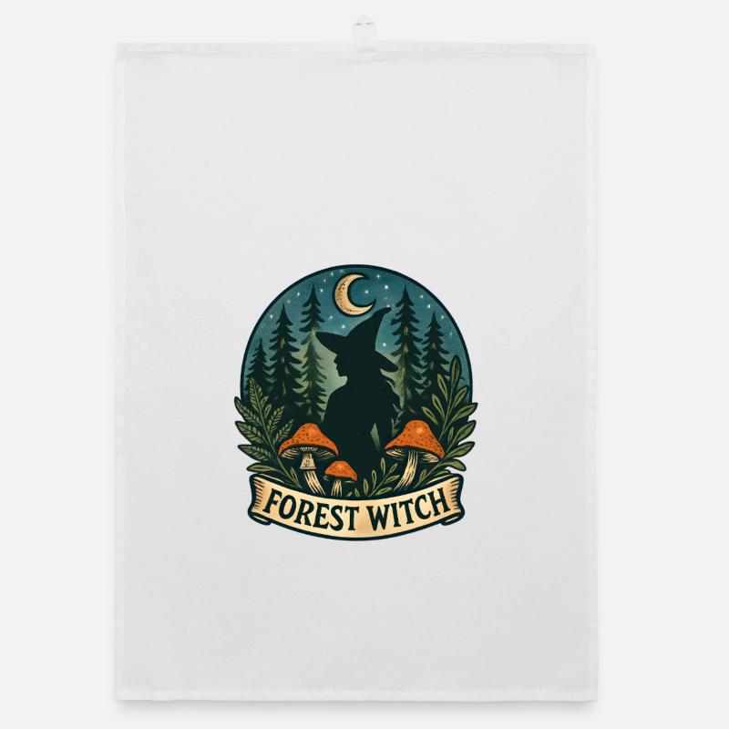 Forest Witch in the Moonlight Organic dish towel