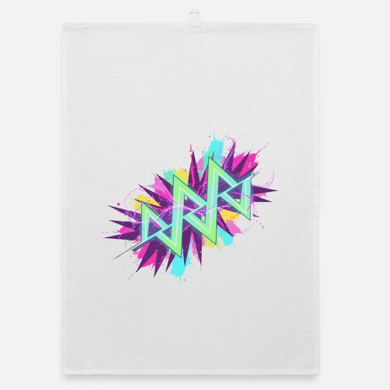 Graffiti en zigzag néon Torchon bio