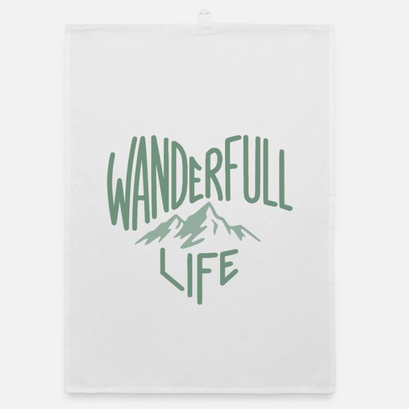 Wanderfull Life, Funny Pun Hiking Organic dish towel