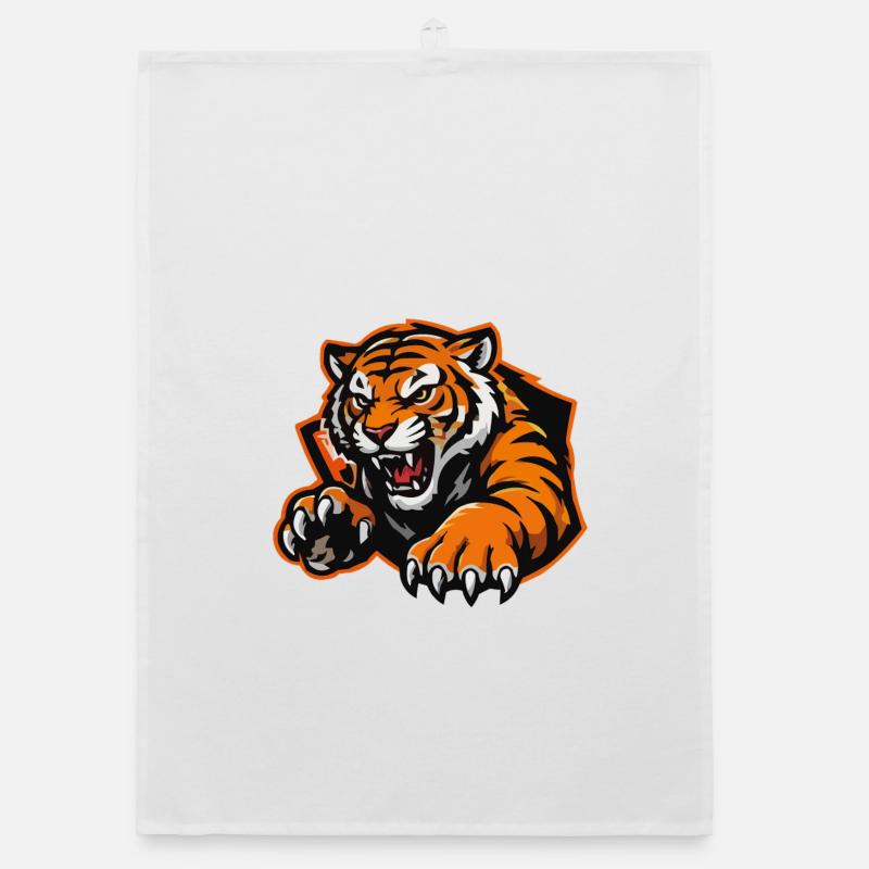Wild tiger in cartoon style Organic dish towel