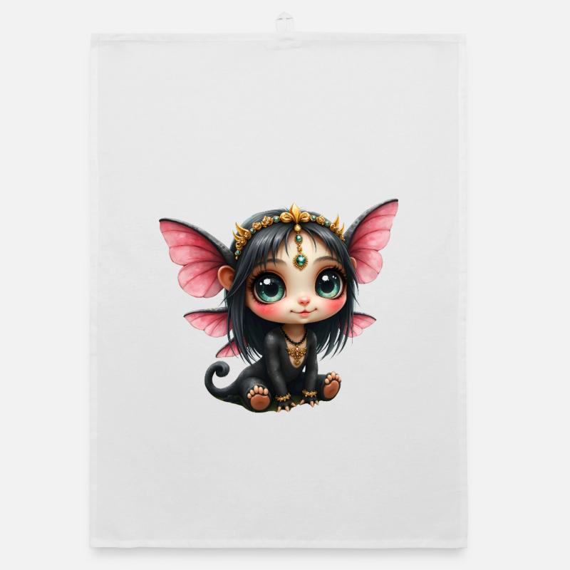 Fée papillon Chibi avec des bijoux Torchon bio