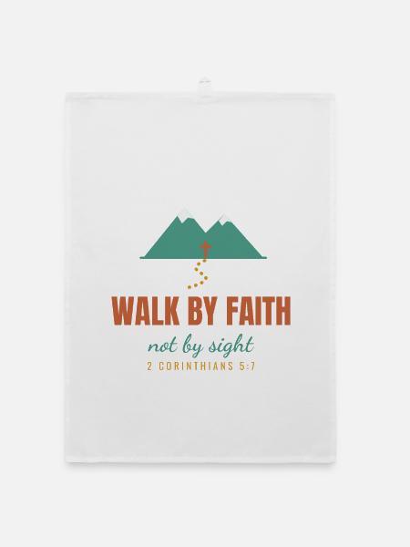 Walk By Faith Not By Sight – 2 Corinthians 5:7 - Organic Geschirrtuch - Weiß - Vorne