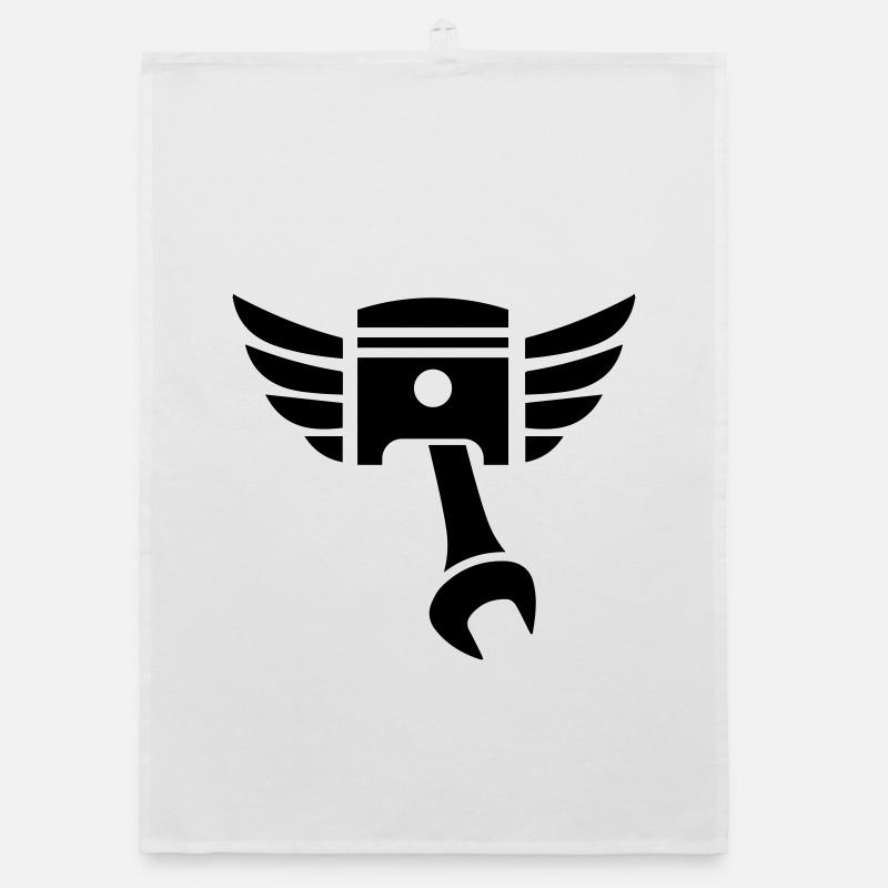 Emblème de clé de piston avec ailes Torchon bio