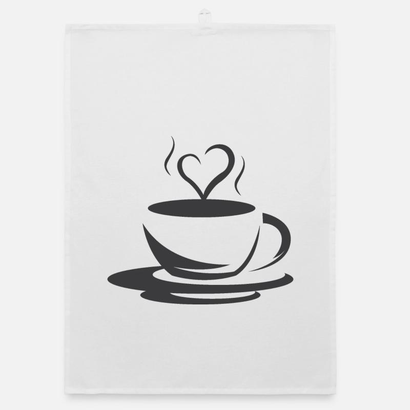 Cafe Coffee Illustration Logo icon Heart Love Organic dish towel