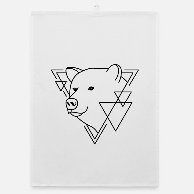 Ours en forme géométrique - Conception d’art au trait Torchon bio
