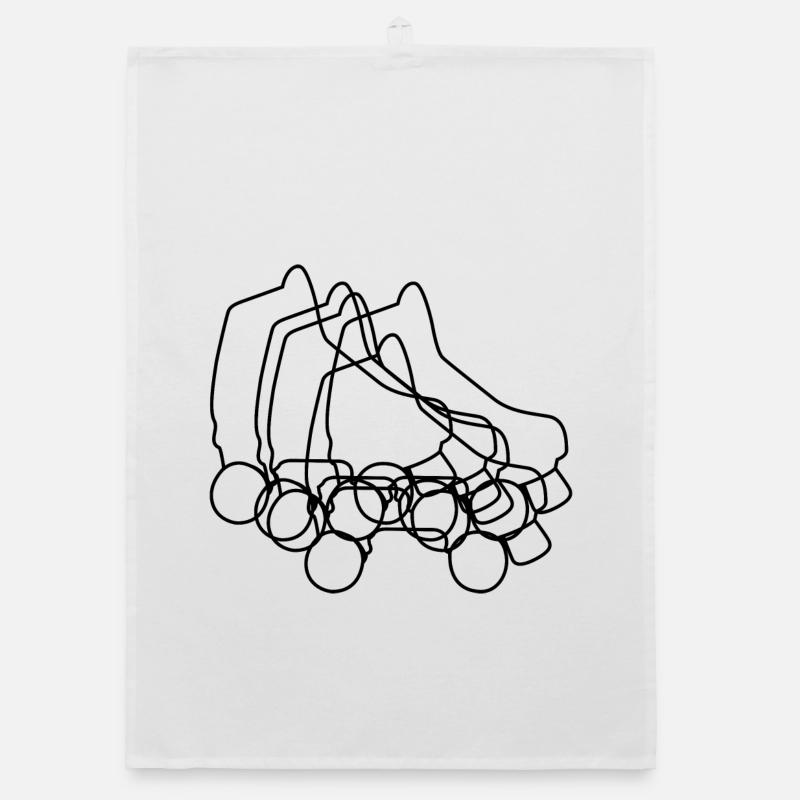 Roller Skates Sketch Organic dish towel