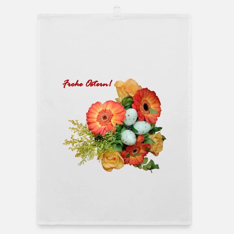 Joyeuses fleurs de Pâques Torchon bio