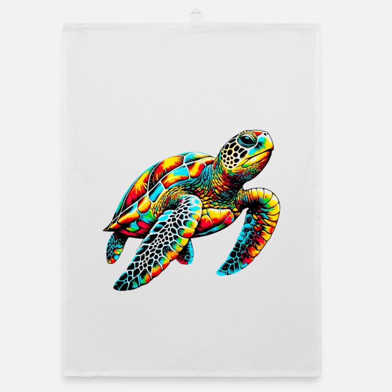 Schildkröte - Organic Geschirrtuch - Weiß