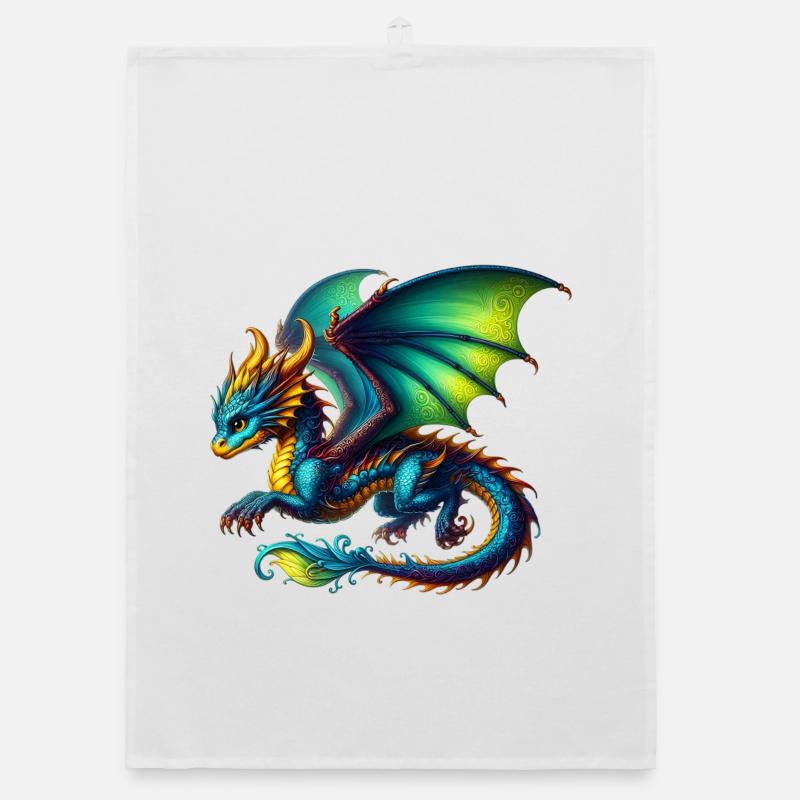Drache - Organic Geschirrtuch - Weiß