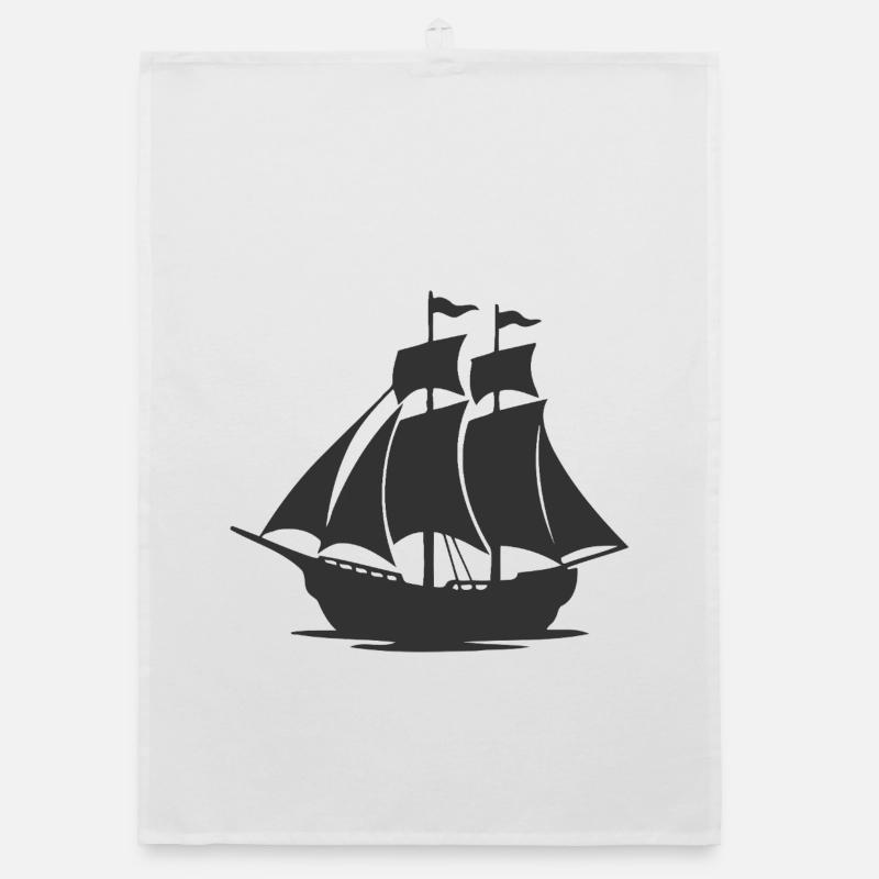Mysterious Sailing Ship Silhouette Organic dish towel