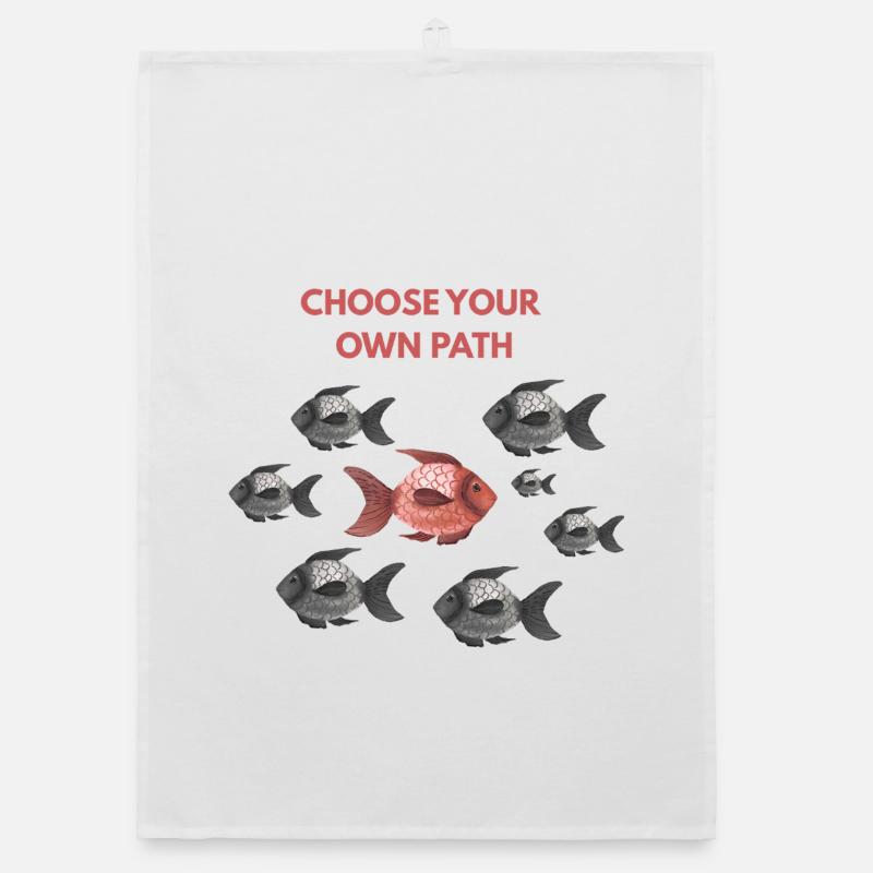 Choose your own path red fish Organic dish towel