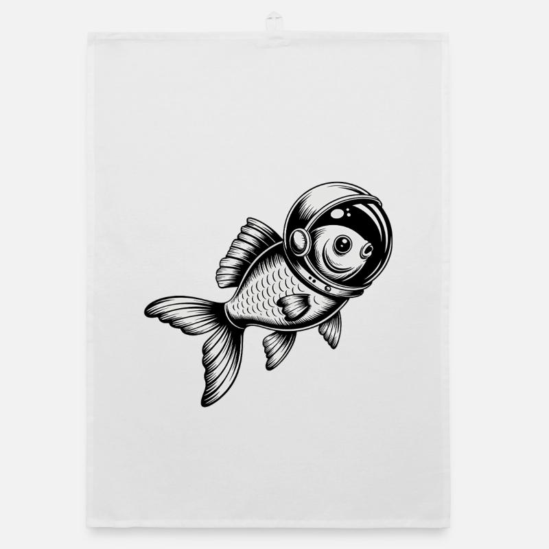 Fish in Space - Cool Astonomy Logo Organic dish towel