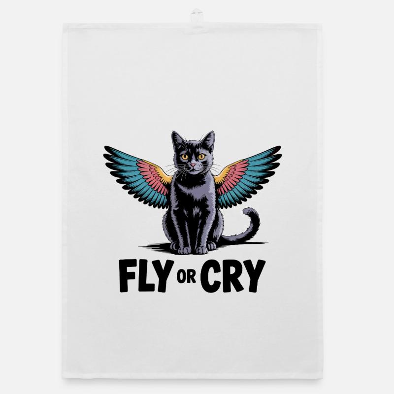 Fliege oder rufe Katze Organic Geschirrtuch