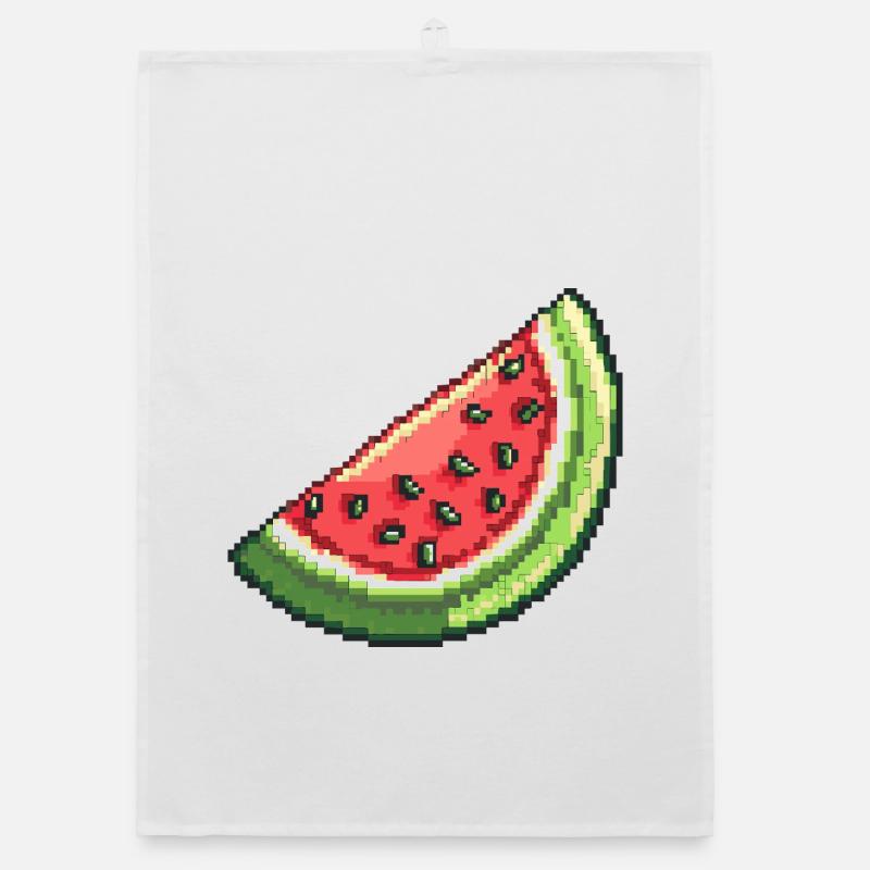 Pixel Wassermelone Slice - Organic Geschirrtuch - Weiß