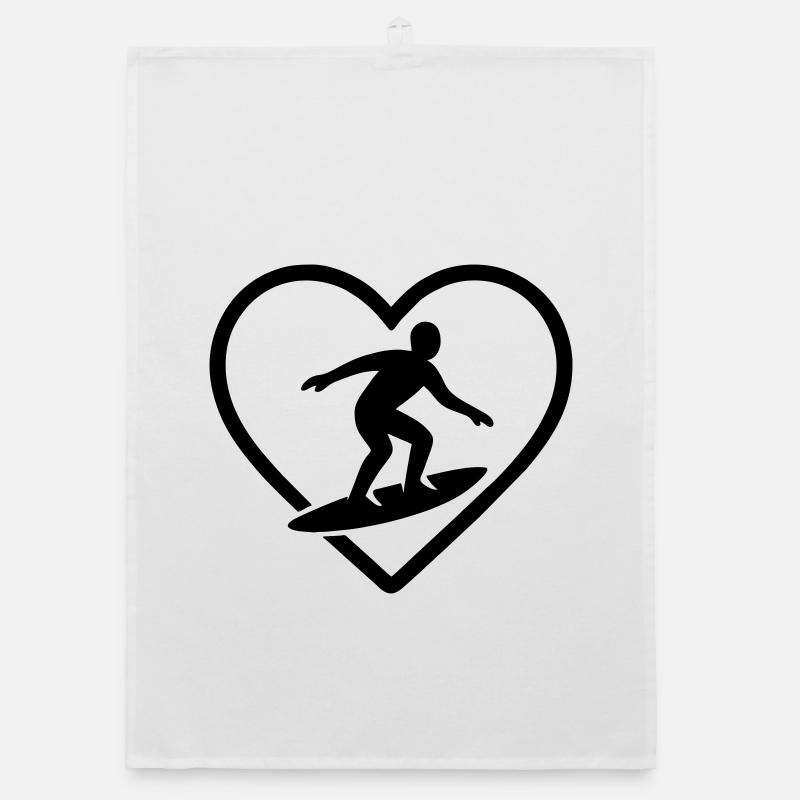 Surfing Heart Organic dish towel