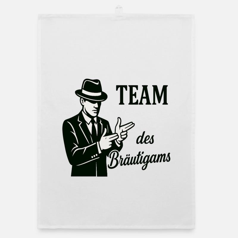 Team des Bräutigams Logo Tee - Organic Geschirrtuch - Weiß