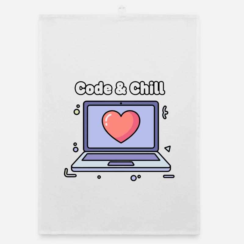 Code & Chill Heart Laptop Organic dish towel