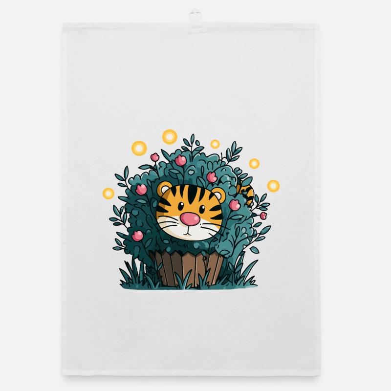 Tigre dans le buisson fleuri Torchon bio