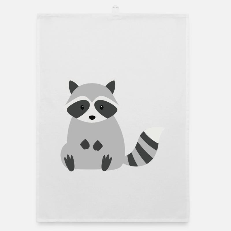 Style minimaliste de raton laveur assis mignon Torchon bio