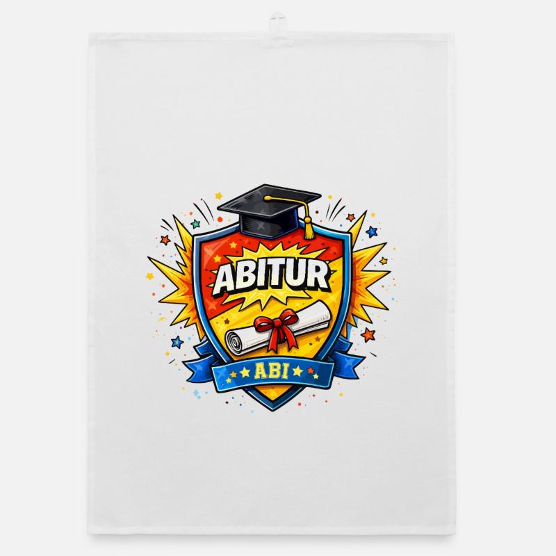 Abitur Abschluss Comic Schild Organic Geschirrtuch