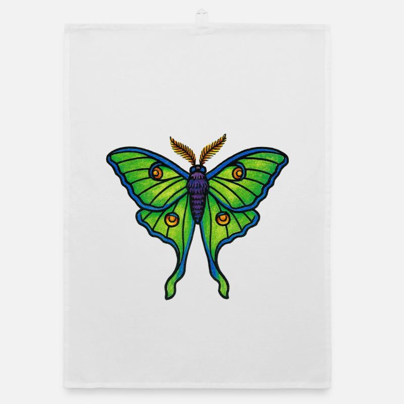 Fleur ailée de papillon vert néon Torchon bio