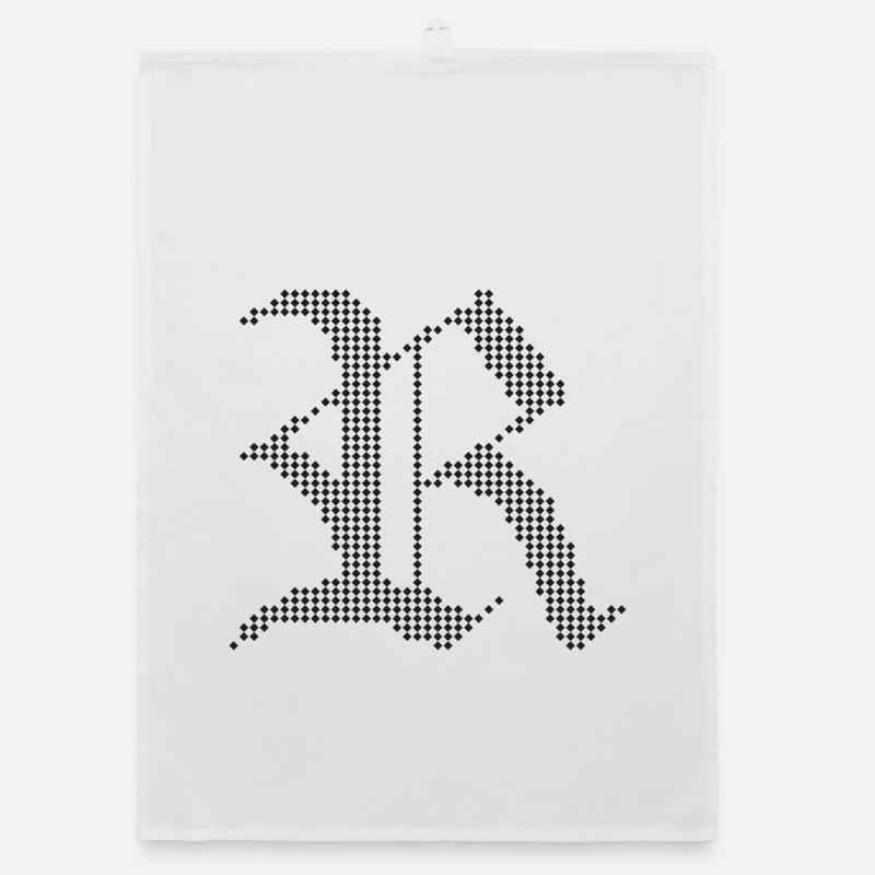 Typographic R Gothic Letter Design Organic dish towel