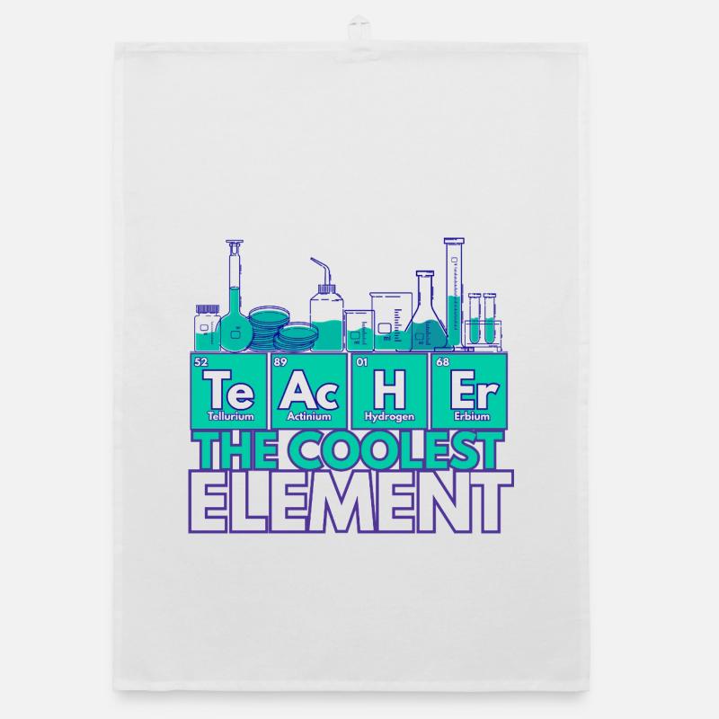 Professeur – L’élément le plus cool | Thème de la chimie - Torchon bio - blanc