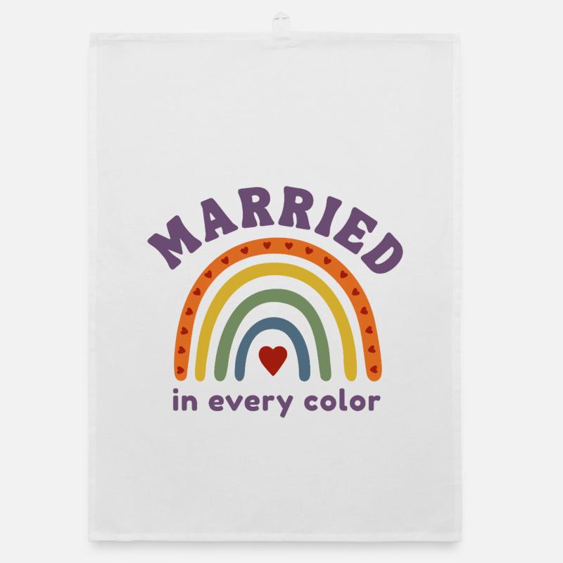 Married in every Color Pride Regenbogen Design - Organic Geschirrtuch - Weiß