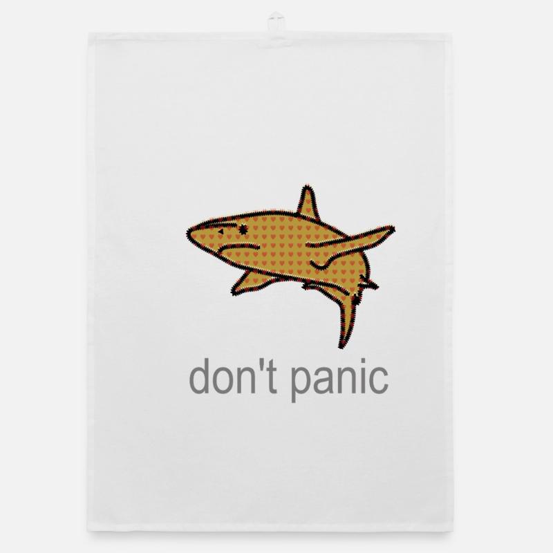 Motif de courage de requin rempli de cœur - Torchon bio - blanc