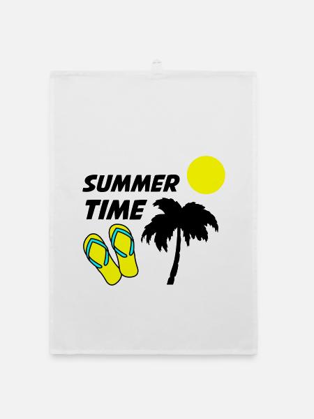 Beach flip-flops in the sunlight - Organic dish towel - white - Front